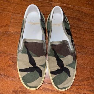 Saint Laurent Camo Slip On Sneakers
